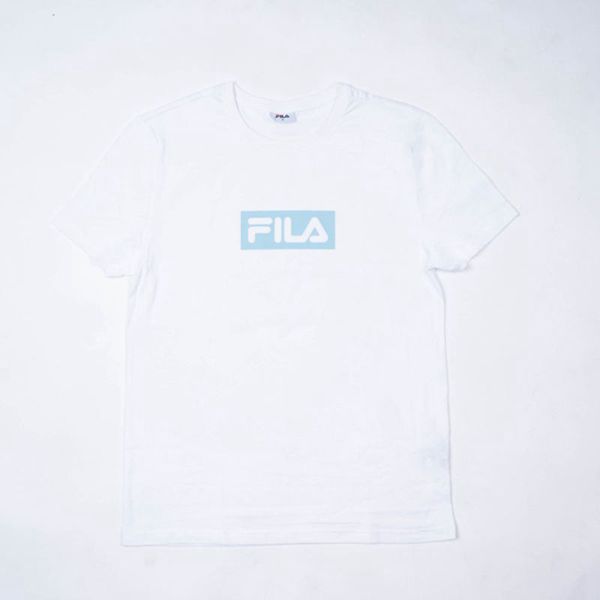 Camisetas Manga Corta Fila Mujer Blancas / Azules - Charlotte Oversized - España 270358YTD